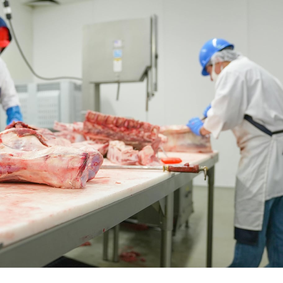 Fall working at meat factory